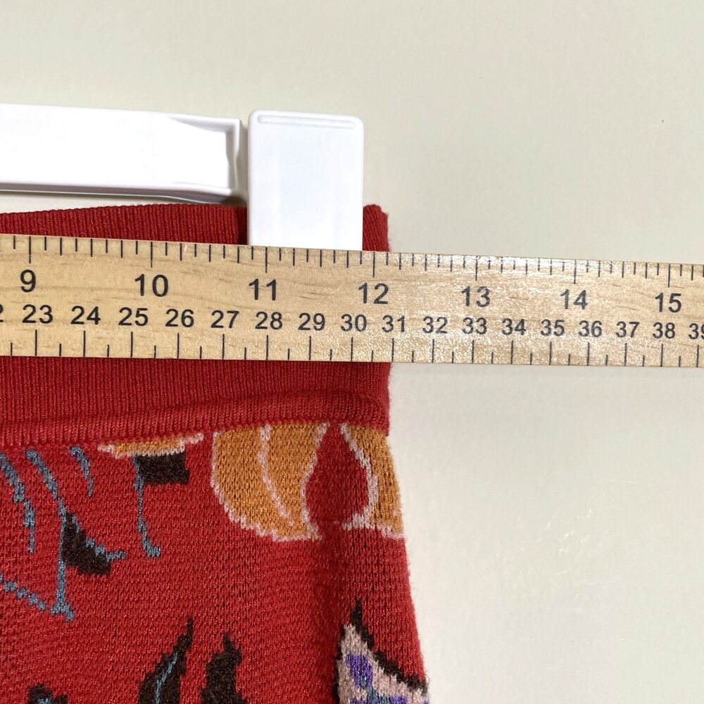 Anthropologie Maeve Women's Delphinia Skirt XS Floral Leopard Pencil Knit Red - Picture 5 of 9